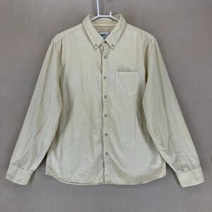 Wellen Mens Corduroy Button Down Shirt Long Sleeve Beige XL Made in India